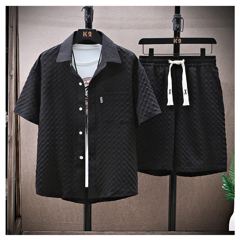 Men's Summer Cotton Casual Set – Short Sleeve Shirt and Shorts for Sport and Leisure