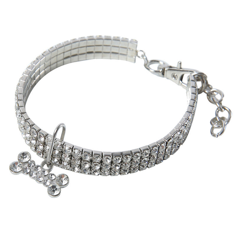 Bling Rhinestone Pet Collar for Small Dogs & Cats – Adjustable Crystal Design (20–27 cm)