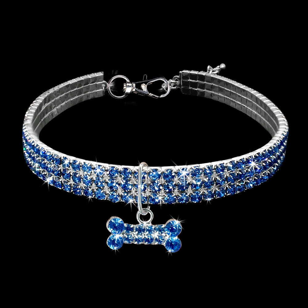 Bling Rhinestone Pet Collar for Small Dogs & Cats – Adjustable Crystal Design (20–27 cm)