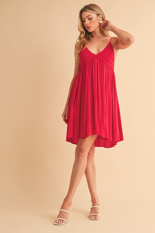 Aemi + Co Deep V-Neck Mini Tank Dress with Ruching – Sexy and Romantic Sleeveless Summer Dress for Evening Dates