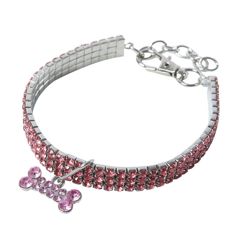 Bling Rhinestone Pet Collar for Small Dogs & Cats – Adjustable Crystal Design (20–27 cm)