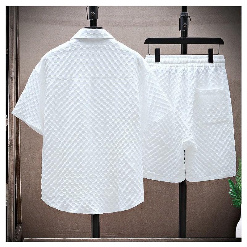 Men's Summer Cotton Casual Set – Short Sleeve Shirt and Shorts for Sport and Leisure