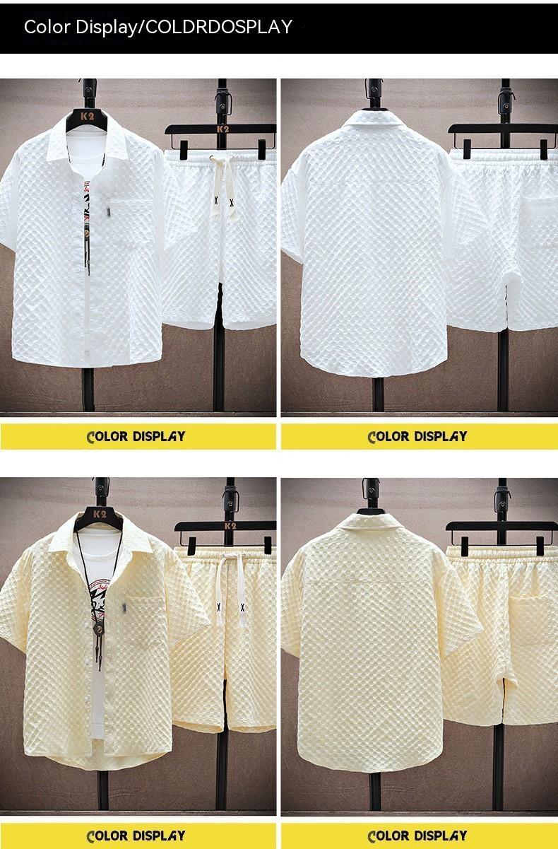 Men's Summer Cotton Casual Set – Short Sleeve Shirt and Shorts for Sport and Leisure