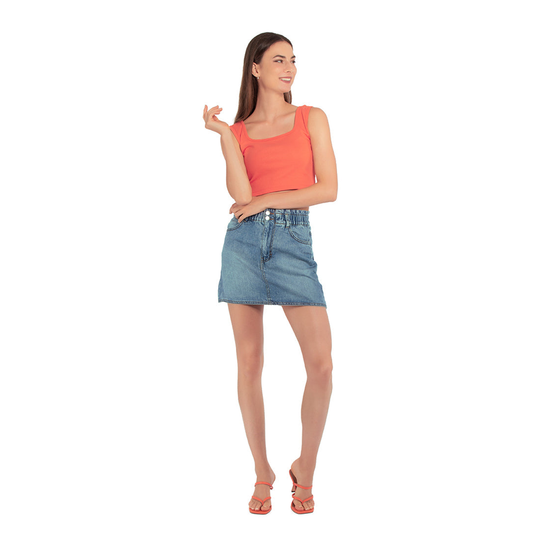 Gonna in denim blu con orlo grezzo – Trendy Women's Blue Denim Skirt with Raw Hem for Summer Streetwear and Casual Looks
