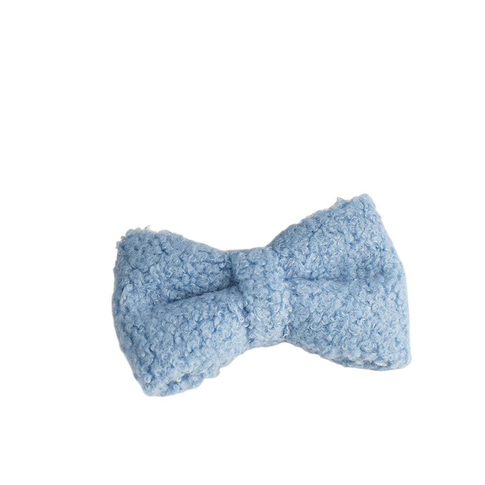 Blue Plush Dog Harness Set – Collar, Leash, Bow & Vest (Soft Teddy Style)