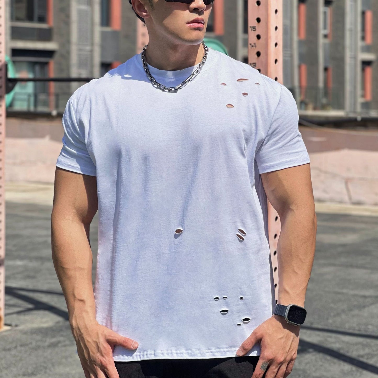 Men's Cotton Gym T-Shirt | Loose Fit Short Sleeve Sports Top for Fitness