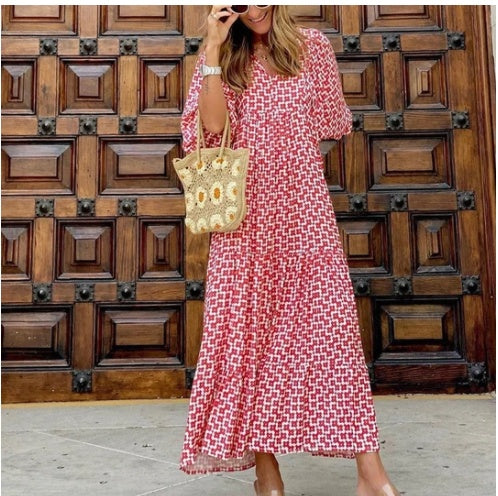 Boho Summer Dress for Women – Elegant Vintage Floral Long Casual Dress