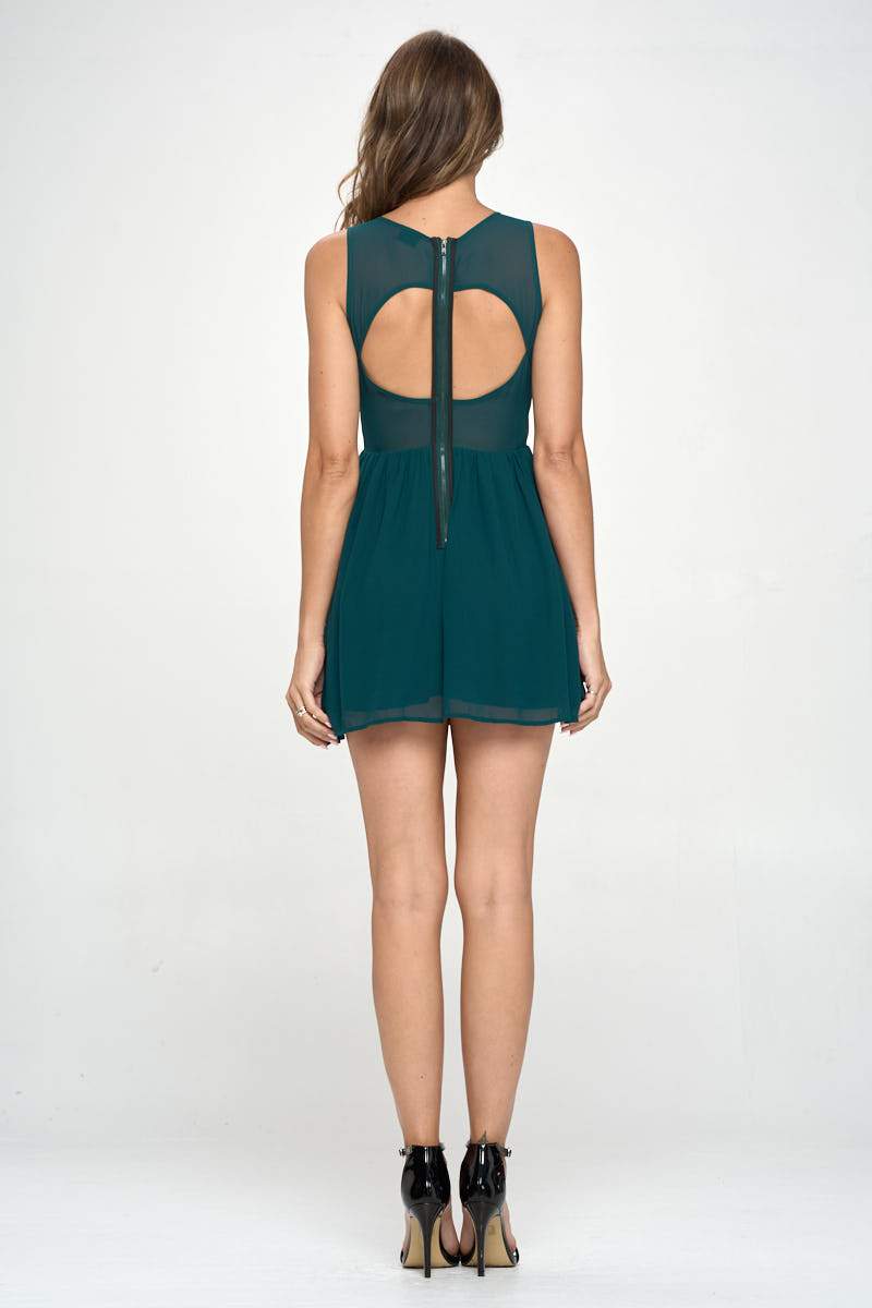Faux Leather Cut-Out Mini Dress