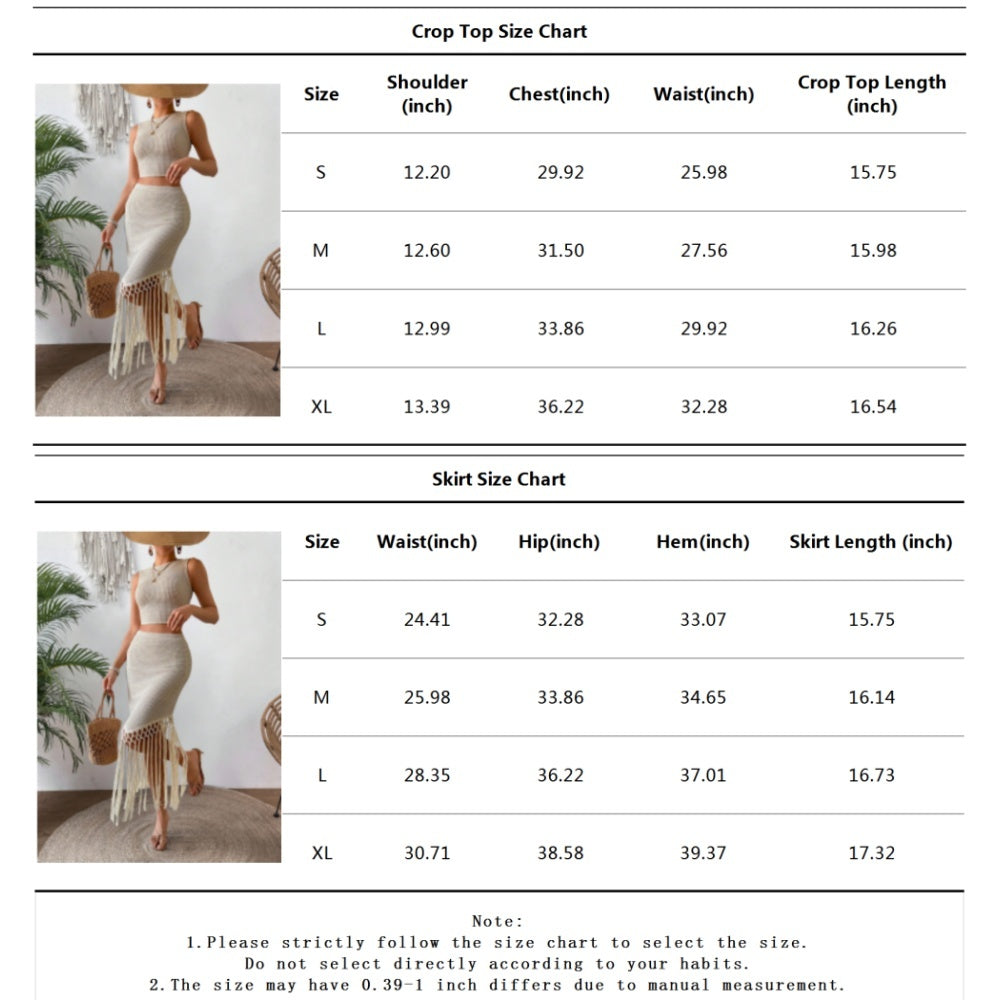 2-Piece Skirt Set for Women | Sleeveless Crop Top & High-Waisted Bodycon Skirt – Trendy & Chic