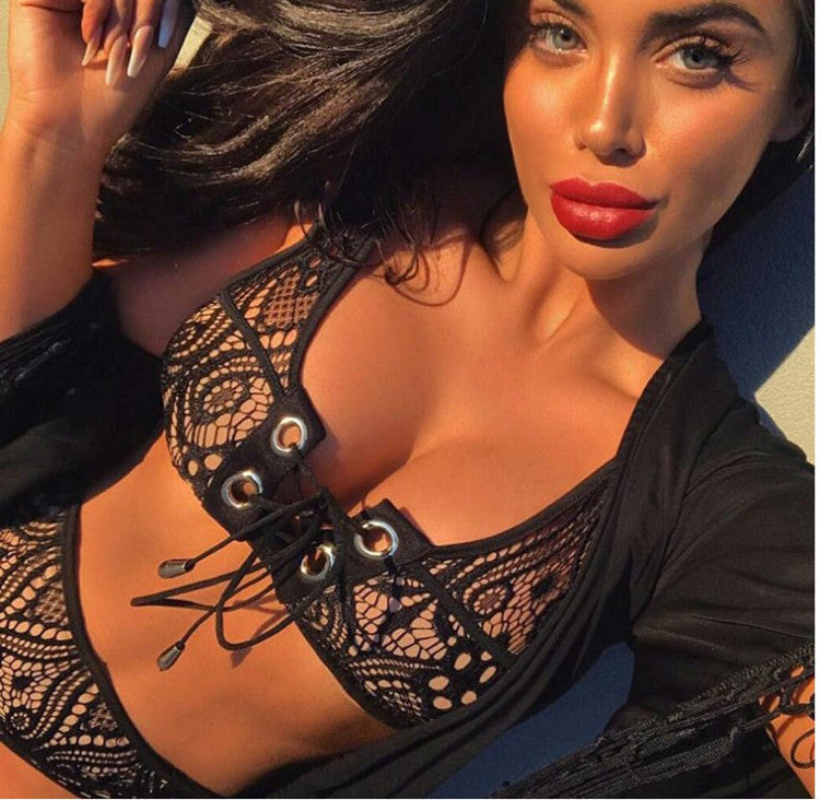 Sexy Women's Lingerie Set - Black Lace High Waist Bra & Panty for Romantic Nights or Special Gift