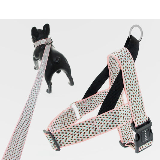 Adjustable Nylon Dog Harness and Leash Set for Small & Medium Dogs – Vest-Style Chest Strap
