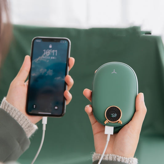 2-in-1 USB Hand Warmer Power Bank | 10000mAh Portable Charger with Fast USB-C Charging