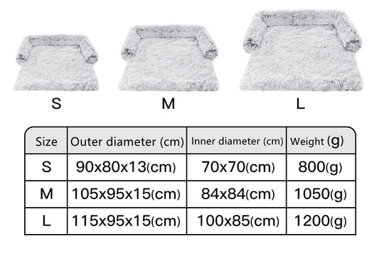 2-in-1 Plush Pet Bed and Blanket | Soft Washable Dog Sofa with Long Fur and Cotton Filling