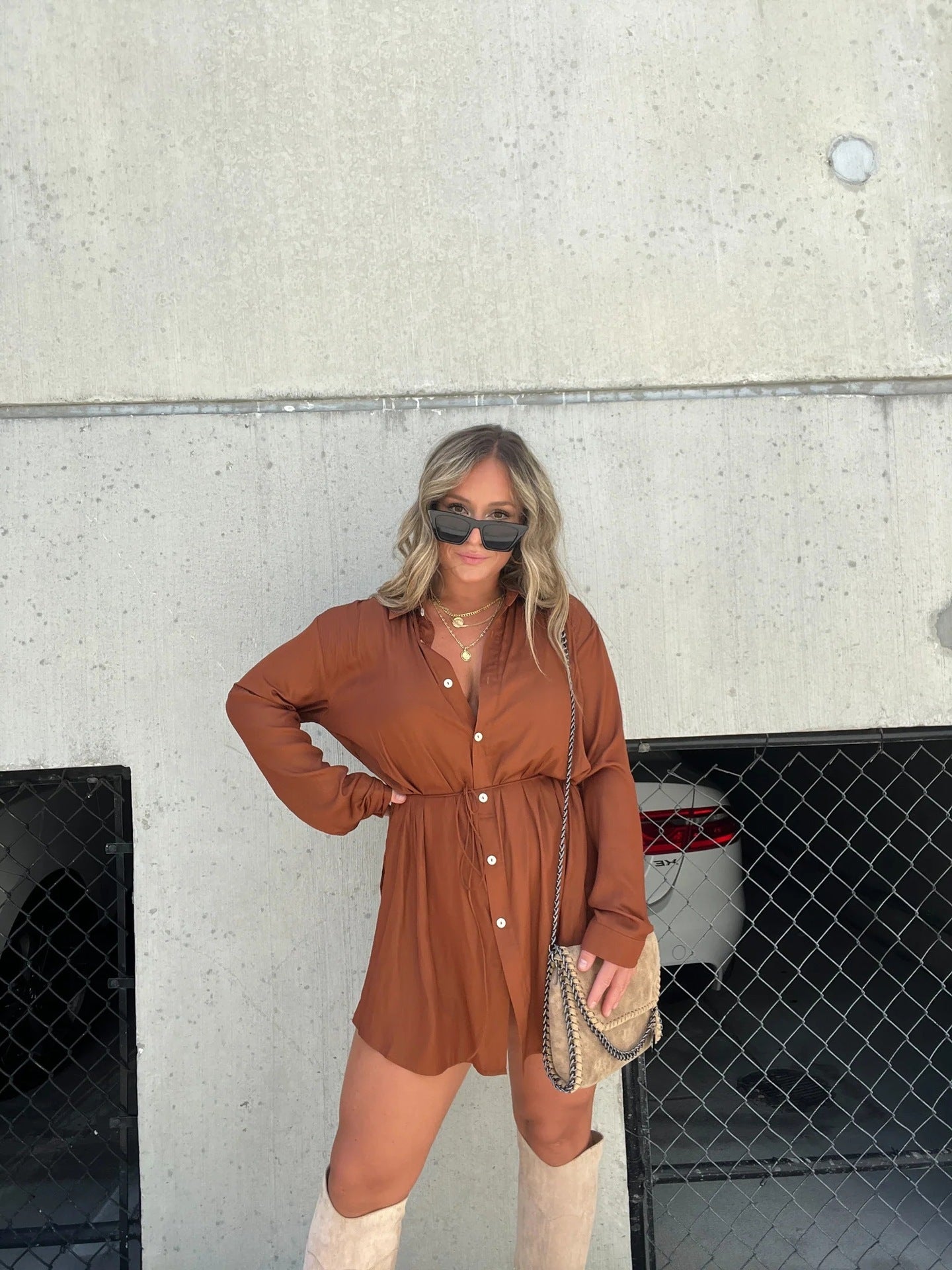 Women's Long Sleeve Button-Up Shirt Romper – Casual Chic Jumpsuit with Waist Tie