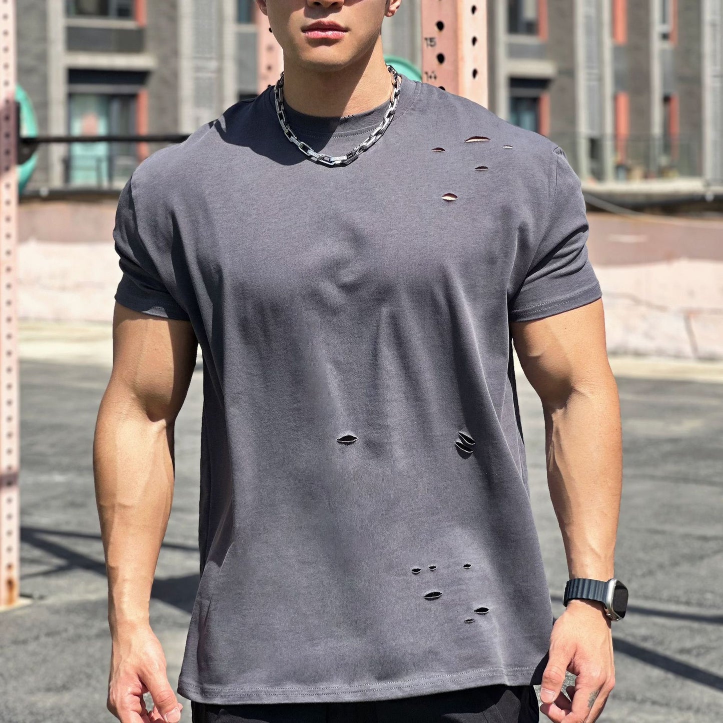 Men's Cotton Gym T-Shirt | Loose Fit Short Sleeve Sports Top for Fitness