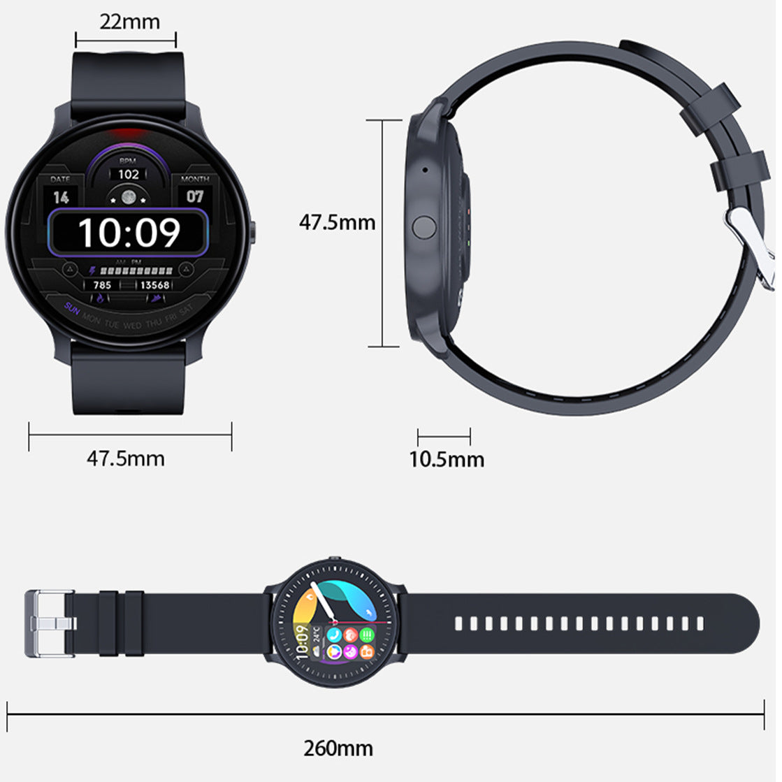 X27 Smartwatch with Bluetooth Calling – Blood Pressure, Oxygen & Fitness Tracker, HD Touch Display