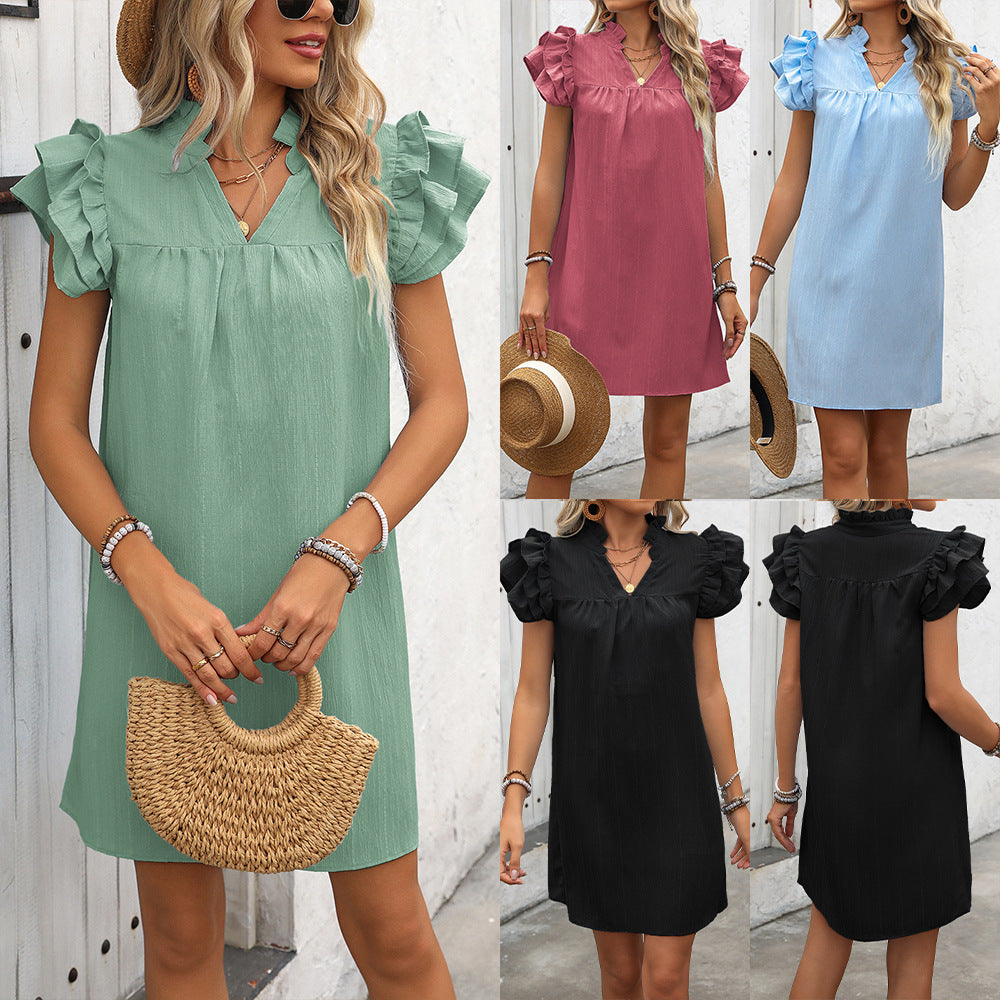 Women's Summer Princess Dress – Solid Color, Elegant & Comfortable