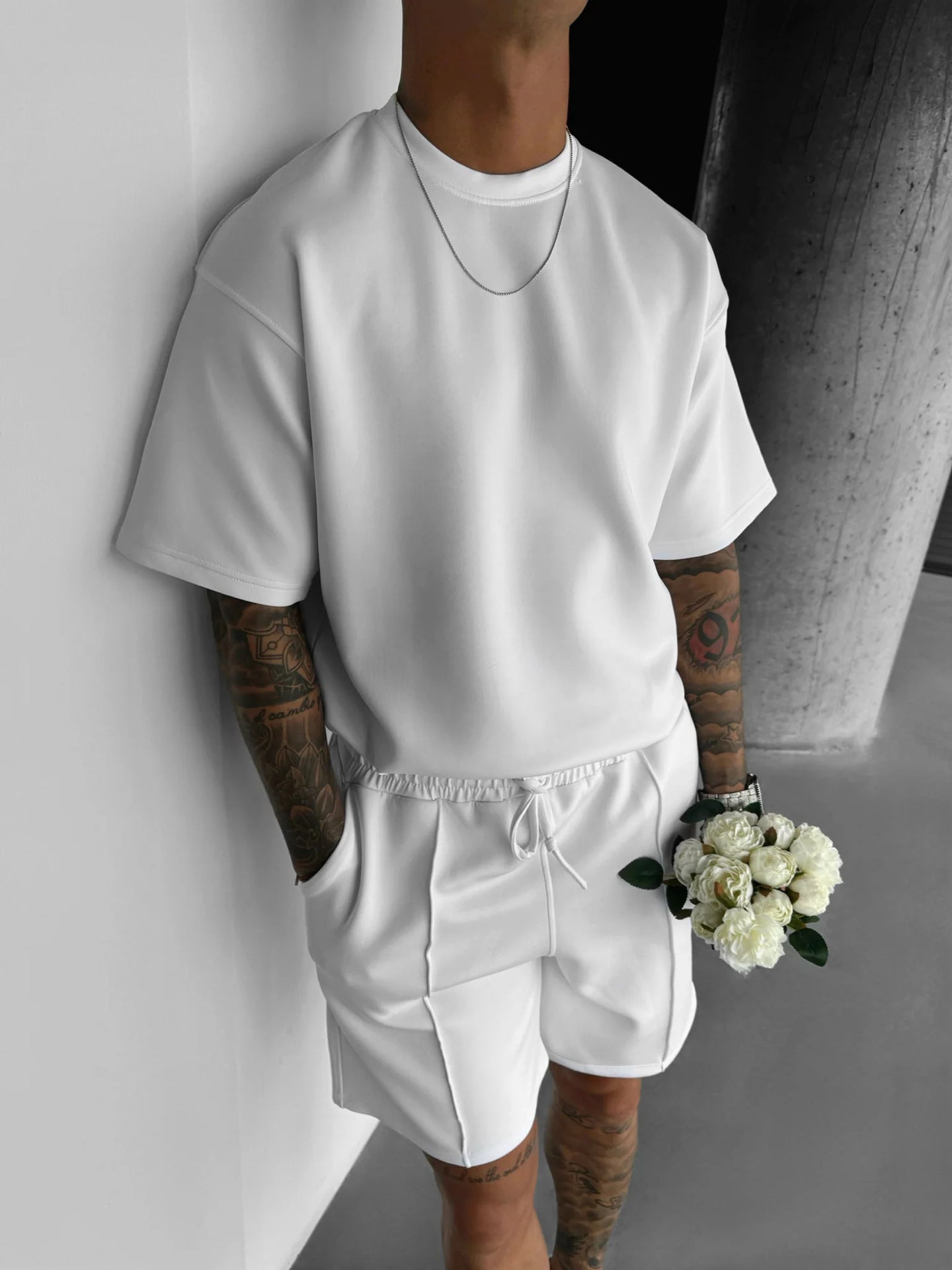 Men's Summer Sports Set – Short Sleeve T-Shirt and Breathable Polyester Shorts