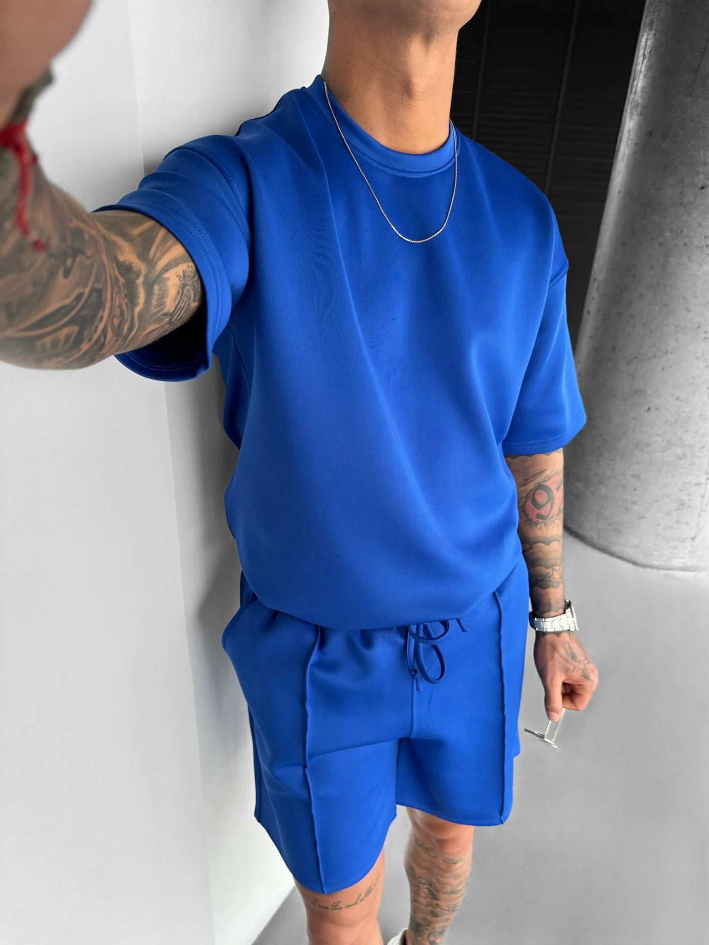 Men's Summer Sports Set – Short Sleeve T-Shirt and Breathable Polyester Shorts
