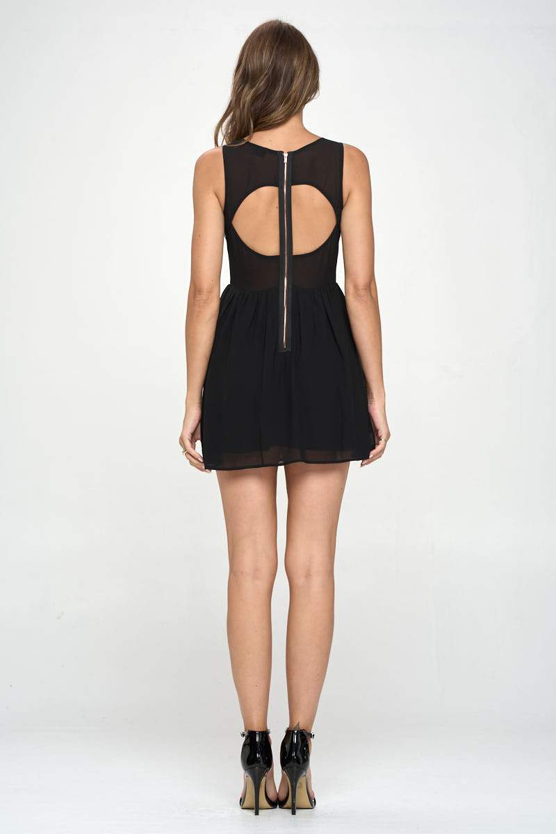 Faux Leather Cut-Out Mini Dress