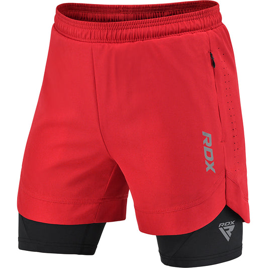 2-in-1 Compression MMA Training Shorts T16 – Athletic Workout Shorts with Inner Liner and Side Pockets for Gym, Running, and CrossFit