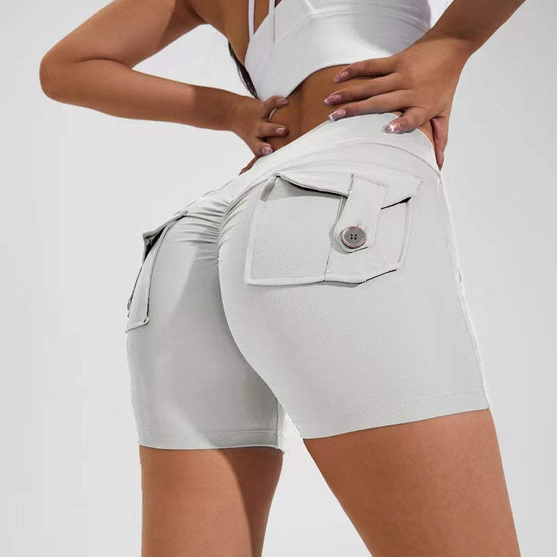 High Waist Women's Workout Shorts with Pockets – Quick Dry, Butt-Lifting, Breathable Fitness Shorts