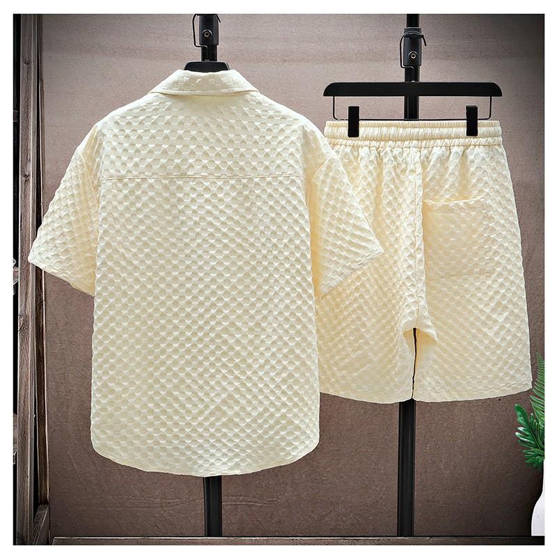 Men's Summer Cotton Casual Set – Short Sleeve Shirt and Shorts for Sport and Leisure